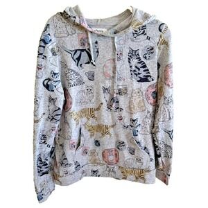 LA Soul All Over Cat Print Pullover Hoodie Size Small Multicolored  Cat Kitty